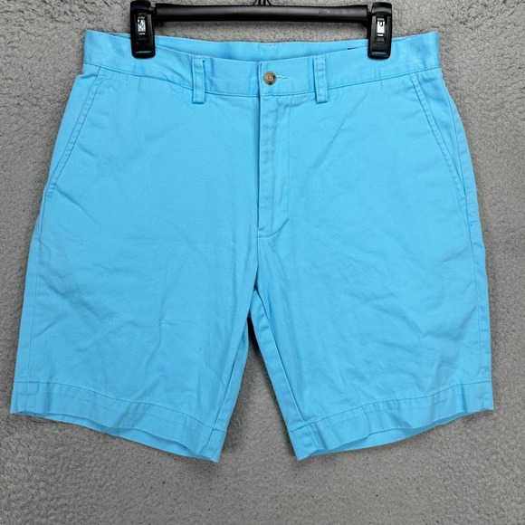 Polo Ralph Lauren Mens Khaki Shorts 32 Light Blue Cotton Chino Flat Front Pocket